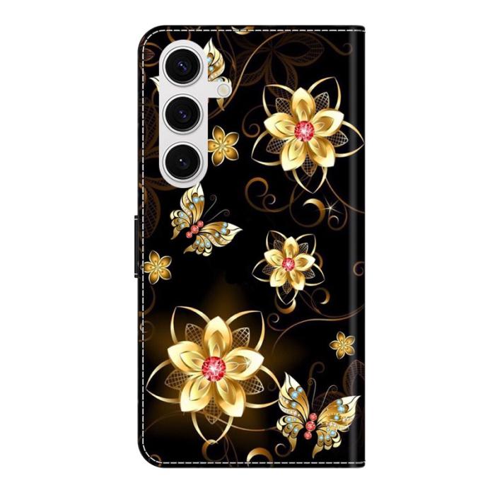 OEM - Samsung Galaxy S26 Plånboksfodral Mönstertryck Konstläder Flip Ställ - Svart