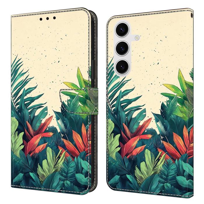 OEM - Samsung Galaxy S26 Plånboksfodral Mönstertryck Konstläder Flip Ställ - Leaves