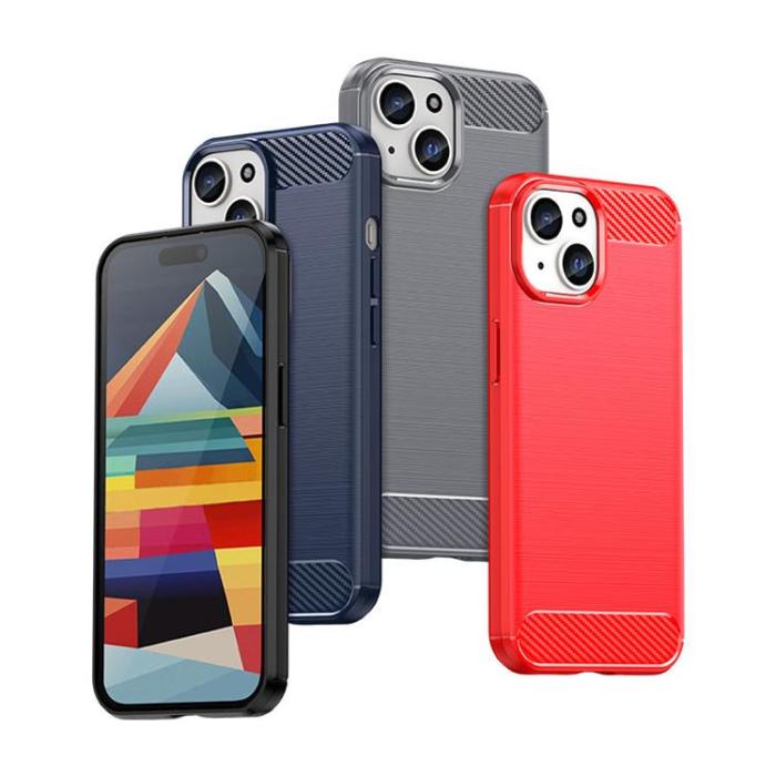 OEM - iPhone 15 Plus Mobilskal Carbon Flexible - Blå