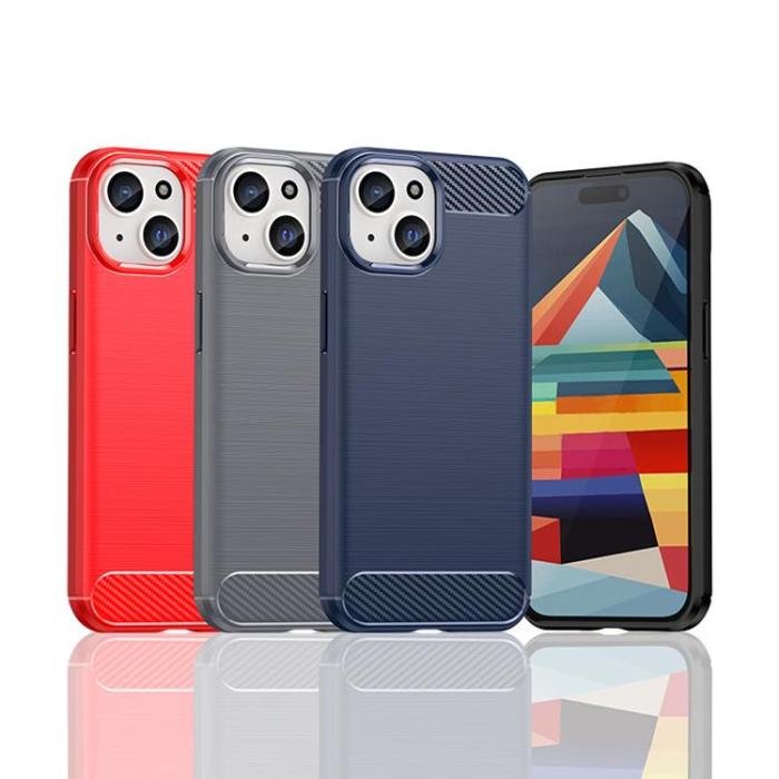 OEM - iPhone 15 Plus Mobilskal Carbon Flexible - Blå