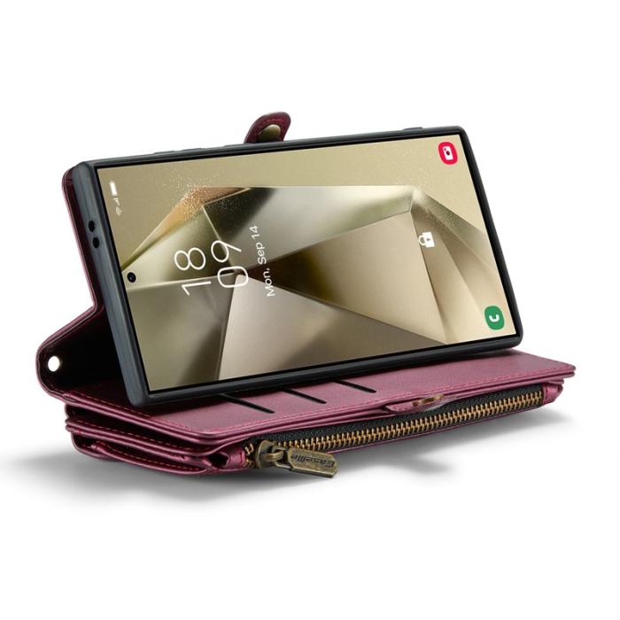 Caseme - CASEME Plånboksfodral Konstläder för Samsung Galaxy S24 Ultra - Vinröd