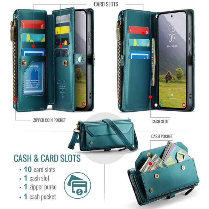 Caseme - CASEME Plånboksfodral Konstläder för Samsung Galaxy S25 Edge - Grön