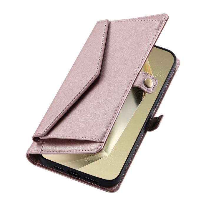 OEM - Samsung Galaxy S26/S26 Pro Plånboksfodral Konstläder Med Handrem - Roséguld