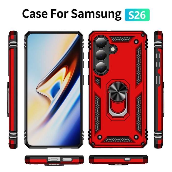 OEM - Mobilskal till Samsung Galaxy S26 Plast med Ställning - Röd