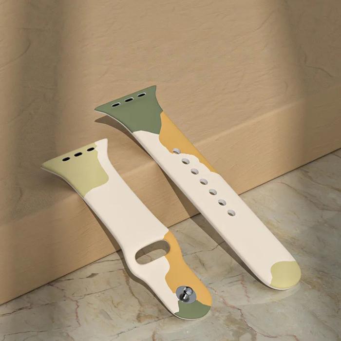 UTGATT1 - Silicon Camo Apple Watch Band 6/5/4/3/2 (40/38 mm) - Moro Grön