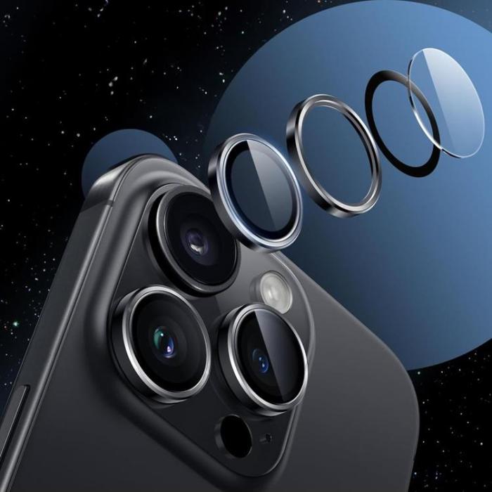 Hofi - HOFI iPhone 16 Pro/16 Pro Max Kameralinsskydd Härdat Glas - Svart