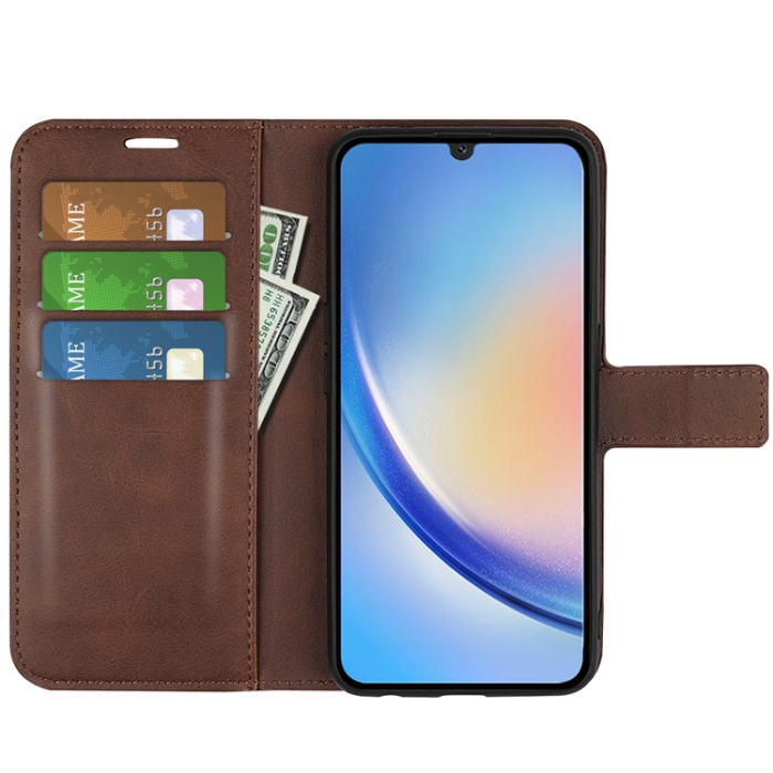 OEM - Galaxy A24 4G Plånboksfodral Folio Flip Calf - Brun