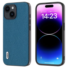 ABEEL - ABEEL iPhone 15 Mobilskal Äkta Läder Litchi - Blå