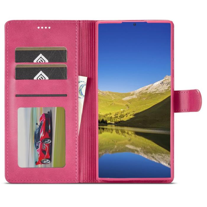 LC.imeeke - LC.IMEEKE Samsung Galaxy S24 Ultra Plånboksfodral Konstläder - Rosa