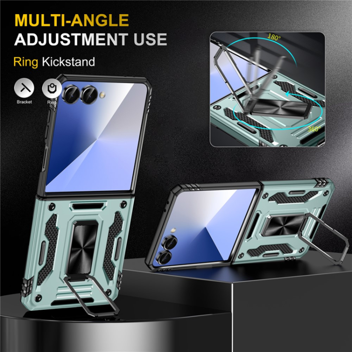 A-One Brand - Galaxy Z Flip7 5G Mobilskal Kickstand Slide - Grön