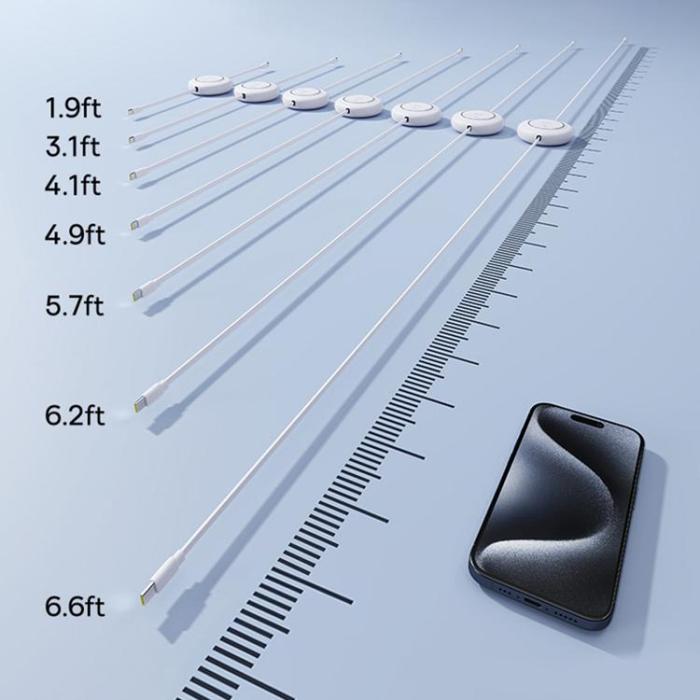 BASEUS - Baseus Infällbar USB-C till USB-C 100W Kabel 2m Free2Pull Mini