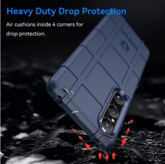 A-One Brand - Sony Xperia 1 V Mobilskal Rugged Square Grid - Blå