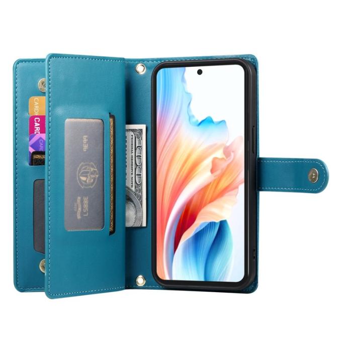 OEM - Samsung Galaxy S26 Fodral Dragkedja Äkta Läder - Blå