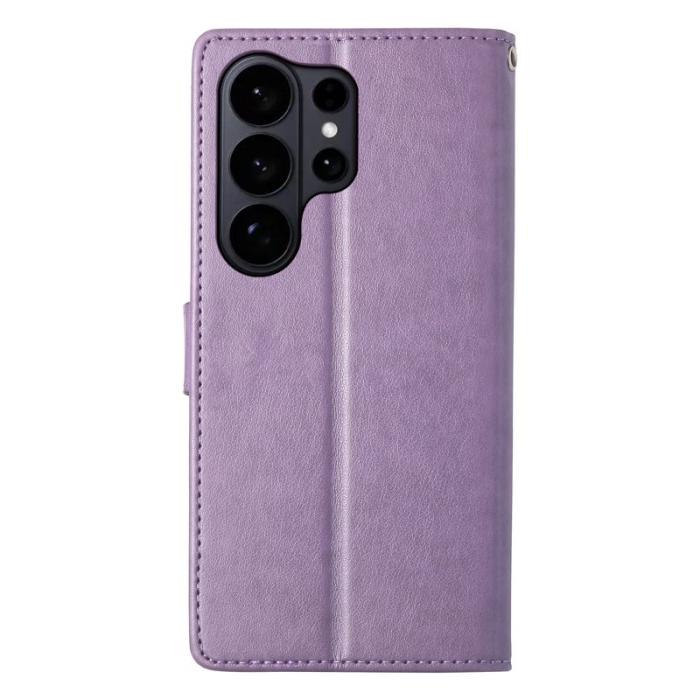 OEM - Samsung Galaxy S26 Ultra Fodral PU Läder Blomtryck - Lila