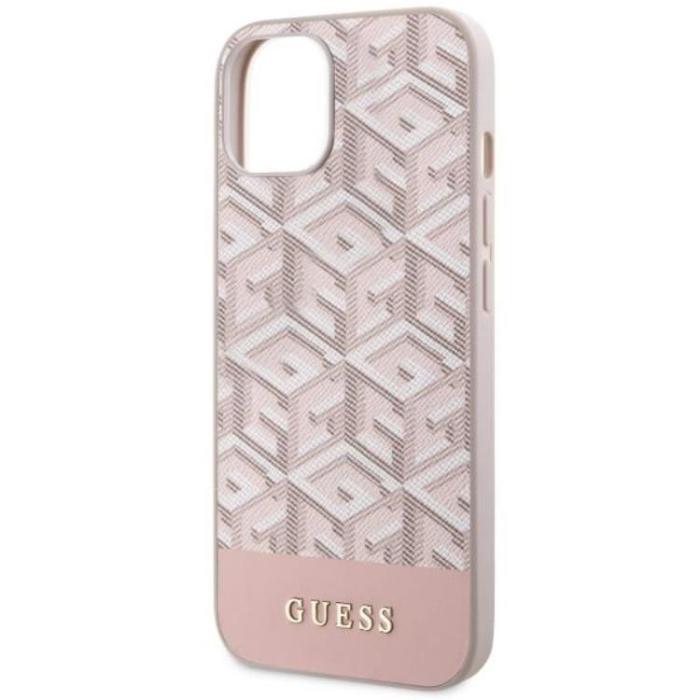 Guess - Guess iPhone 14 Mobilskal MagSafe GCube Stripes - Rosa