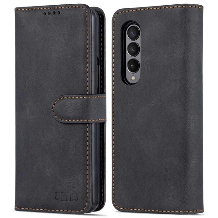 AZNS - AZNS Galaxy Z Fold 4 Plånboksfodral PU Läder Magnetic - Svart