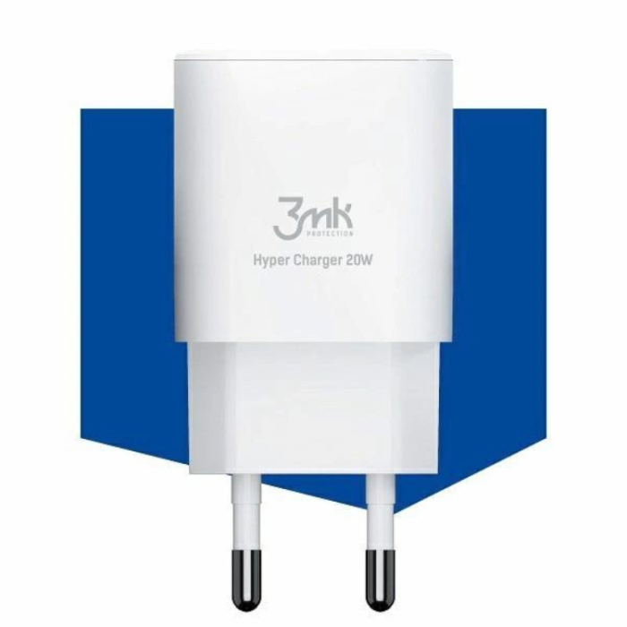 3MK - 3mk HyperCharger Väggladdare 1xUSB-C , 1xUSB-A - Vit