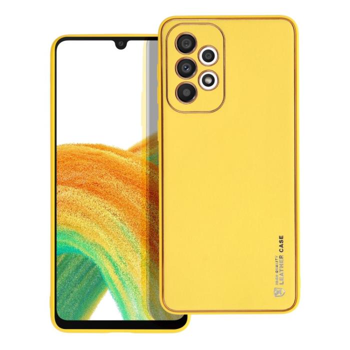 UTGATT - Galaxy A33 5G Skal Forcell Läder Konstläder Gul
