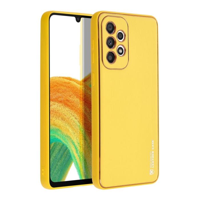 UTGATT - Galaxy A33 5G Skal Forcell Läder Konstläder Gul