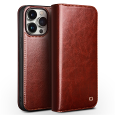 QIALINO - Qialino iPhone 15 Pro Plånboksfodral Äkta Läder Shockproof