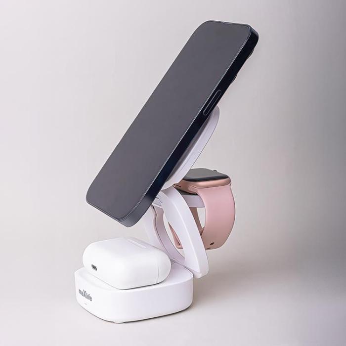 Maxlife - Maxlife 3-in-1 Trådlös Laddare Magnetisk 15W - Vit