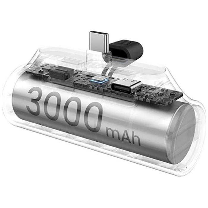 USAMS - USAMS Mini Tail Plug Bärbar Powerbank 3000mAh USB-C PB79