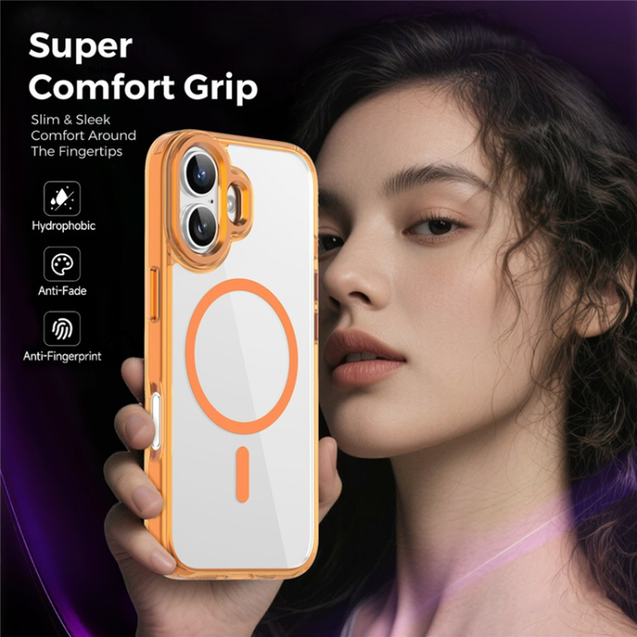 A-One Brand - iPhone 17 Mobilskal MagSafe Transparent TPU+PC - Orange