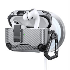 A-One Brand - AirPods Pro 2 Skal Magsafe Carbon Fiber med Karbinhake - Grå