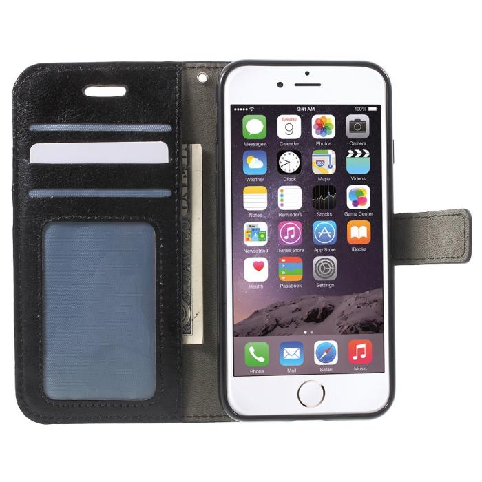UTGATT5 - Crazy Horse Plånboksfodral till iPhone 8/7 - Svart