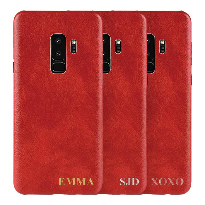 TheMobileStore - Designa själv - Galaxy S9 konstläder skal - RÖD