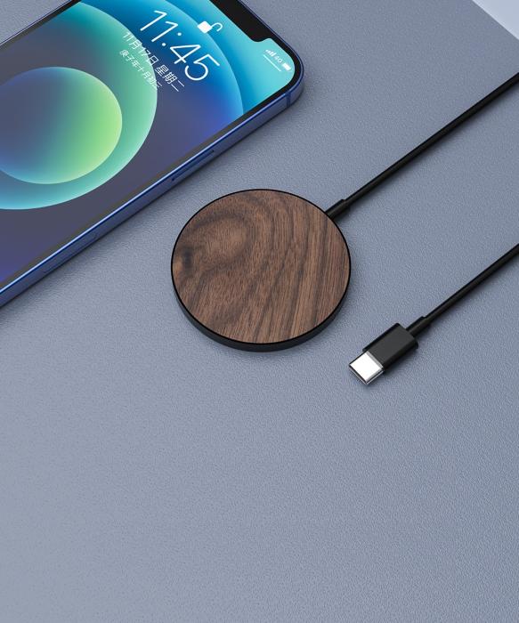 UTGATT1 - Magnetisk Magsafe Trådlös laddare i trä - Brun