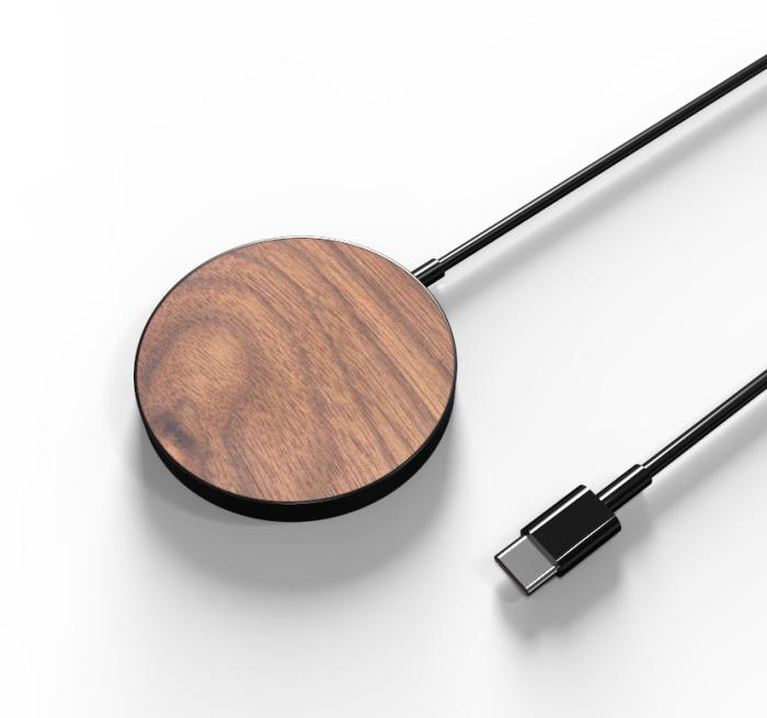 UTGATT1 - Magnetisk Magsafe Trådlös laddare i trä - Brun