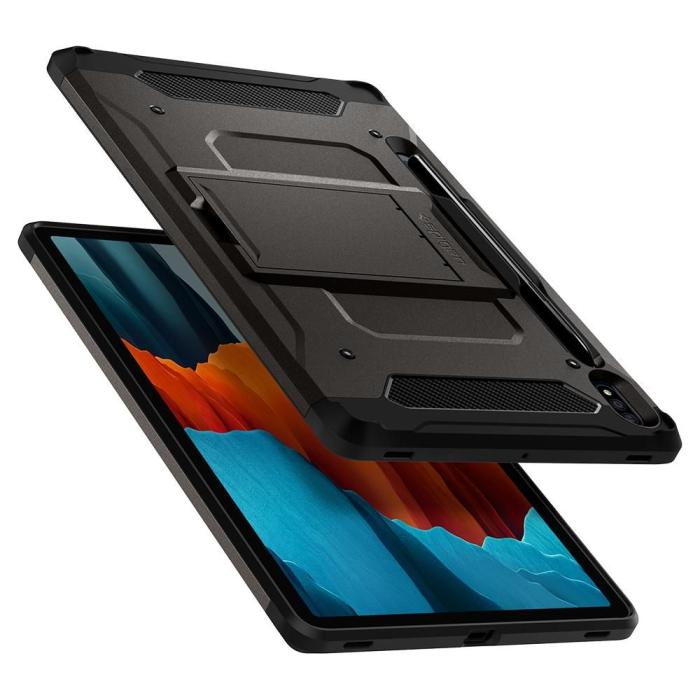 Spigen - SPIGEN Tough Armor Pro Skal Galaxy Tab S8/Tab S7 - Gunmetal