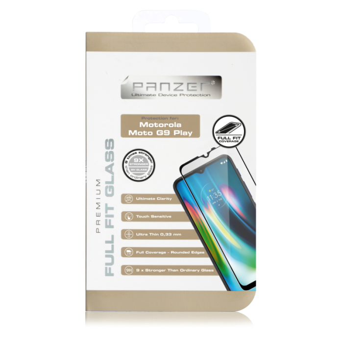 UTGATT1 - Panzer - Full-Fit Glass Motorola Moto G9 Play - Svart