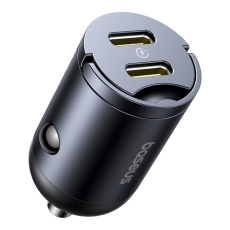 BASEUS - Baseus Billaddare 2x USB-C 30W Tiny Star - Svart