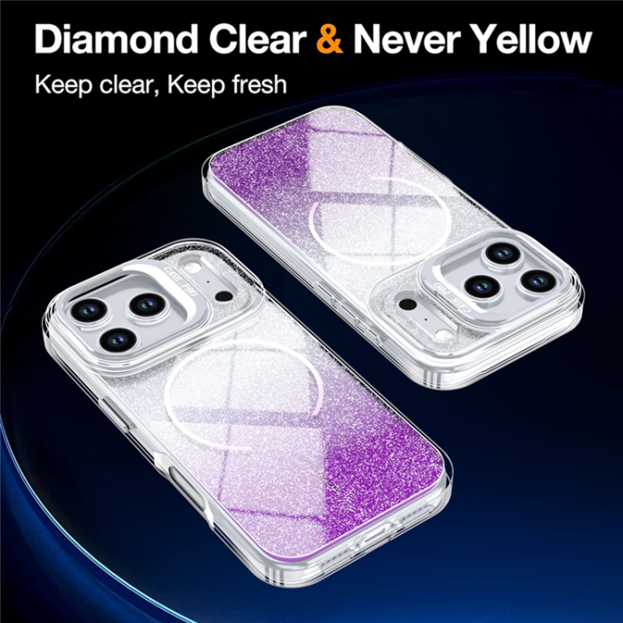 A-One Brand - Mobilskal till iPhone 17 Pro MagSafe Shockproof Glitter Gradient - Lila