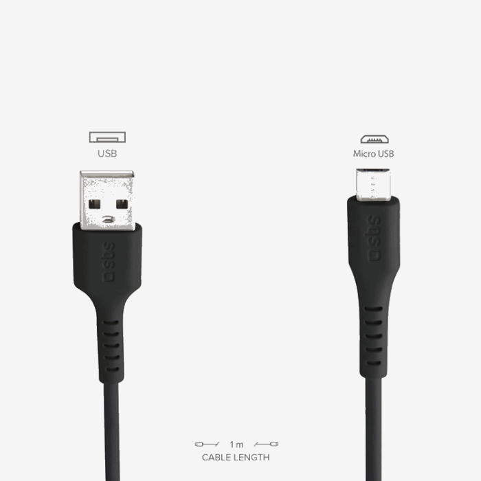 SBS - SBS USB-A - Micro-USB Kabel 1m - Svart