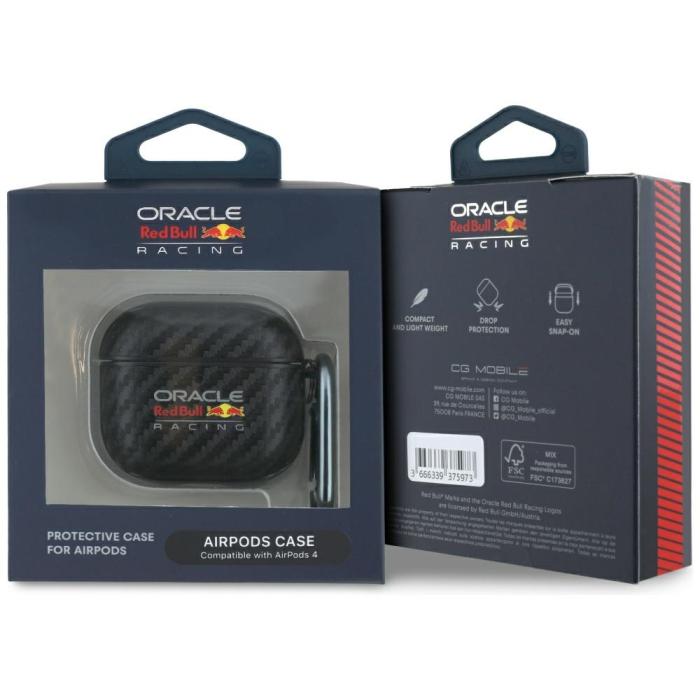 Red Bull - Red Bull AirPods 4 Skal PU Carbon Logo - Svart