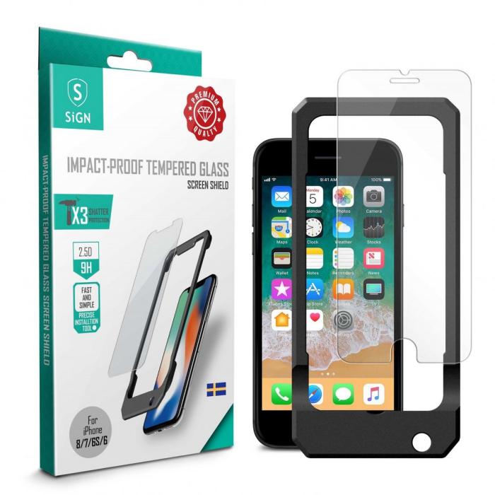 UTGATT1 - SiGN Skärmskydd i Härdat Glas för iPhone 6/7/8/SE 2020 Inkl. Monteringsram