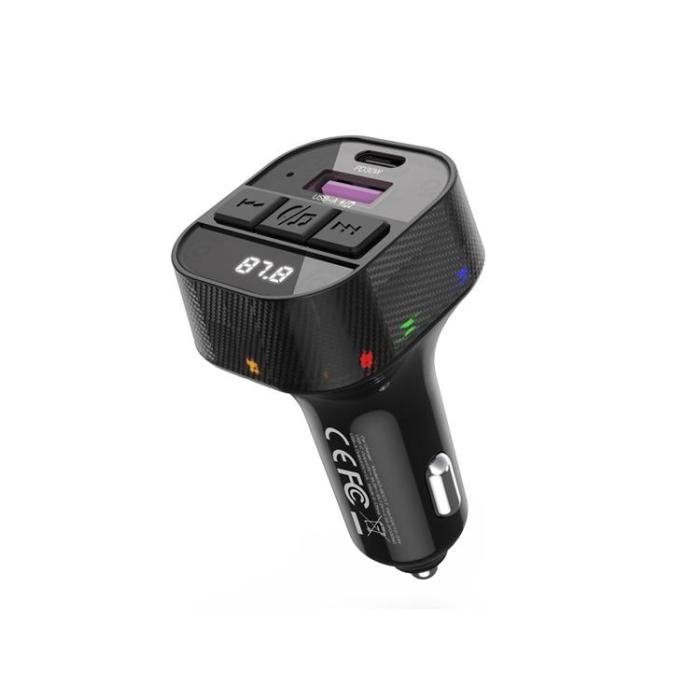 XO - XO FM-sändare Bluetooth Med Billadare 30W + Lightning Kabel - Svart