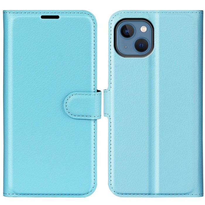 OEM - Litchi Flip iPhone 14 Plus Plånboksfodral - Blå