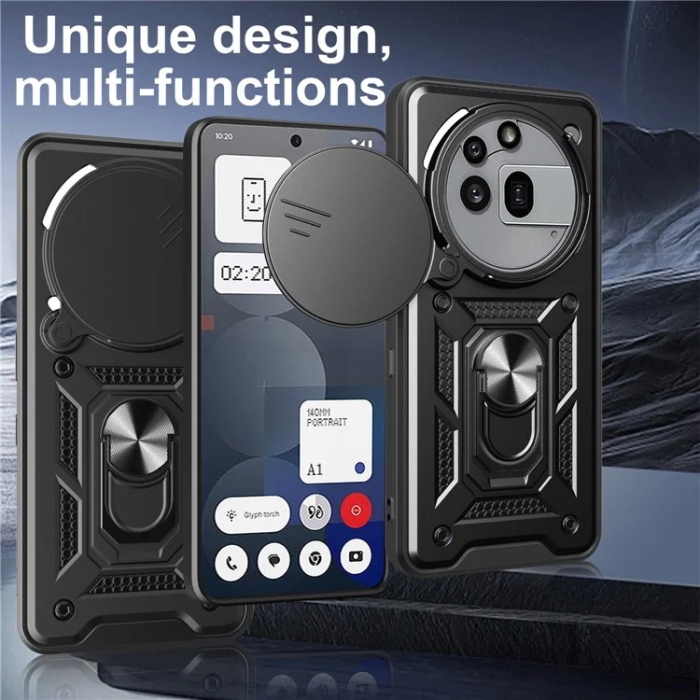A-One Brand - Nothing Phone (3a) Pro Mobilskal Slide Kamera Kickstand - Blå