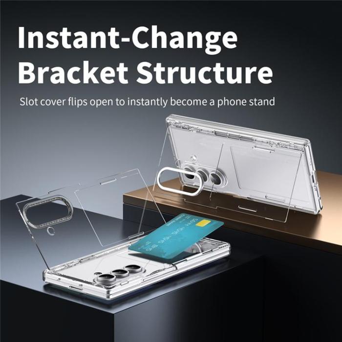 A-One Brand - Plånboksfodral För Galaxy Z Fold 8 med Härdat Glas - Transparent