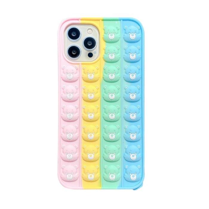 Fidget Toys - MultiColor Bear Faces Pop it Fidget Skal till iPhone 7/8/SE 2020