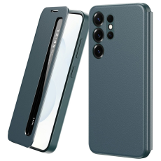 A-One Brand - Galaxy S22 Ultra Mobilskal Smart View Window L&auml;der - Gr&ouml;n