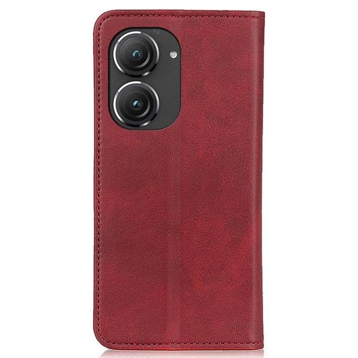 A-One Brand - Asus Zenfone 9 Plånboksfodral Äkta Läder Flip - Röd