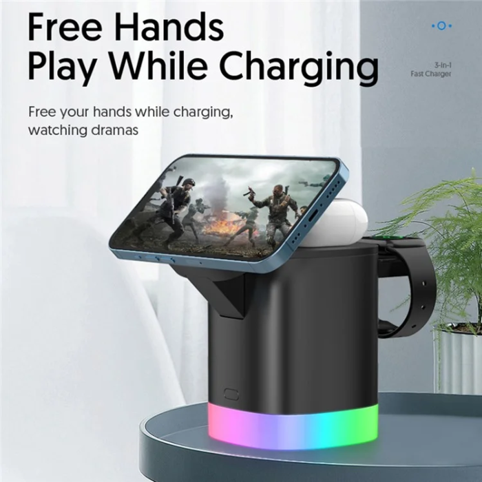 OEM - 3in1 MagSafe Trådlös Laddare iPhone, Apple Watch, Airpods