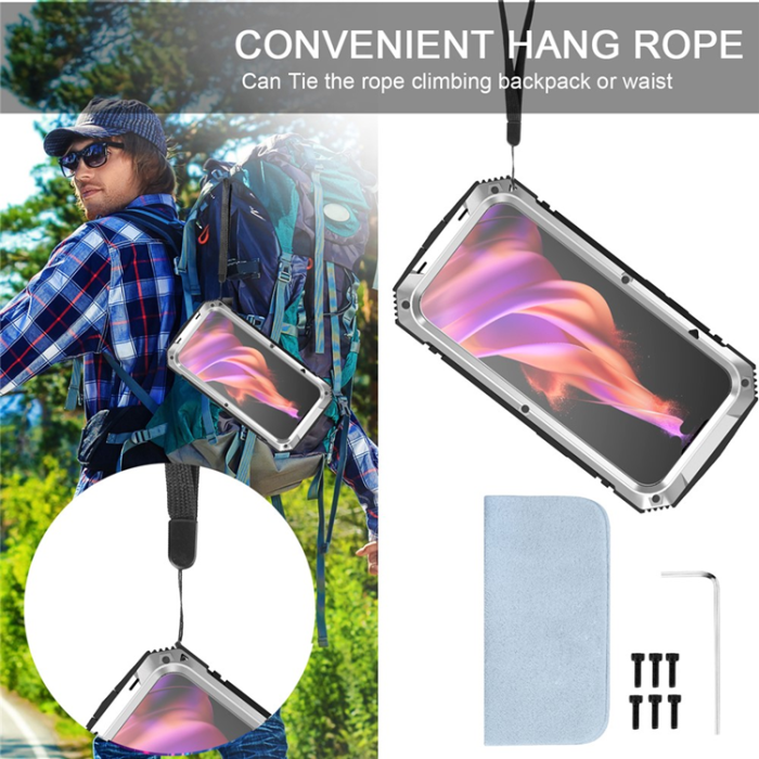 R-JUST - R-JUST iPhone 15 Plus Mobilskal med Härdat Glas - Silver