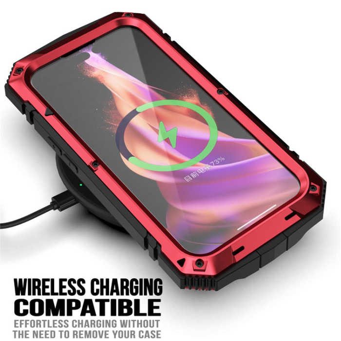 R-JUST - R-JUST iPhone 15 Plus Mobilskal med Härdat Glas - Röd