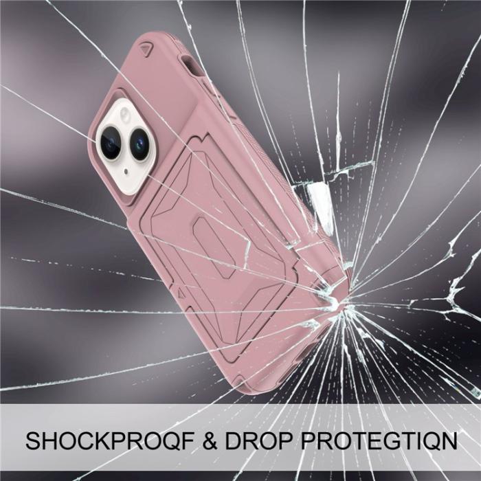 OEM - iPhone 14 Plus Skal Korthållare Mirror Kickstand - Rosa